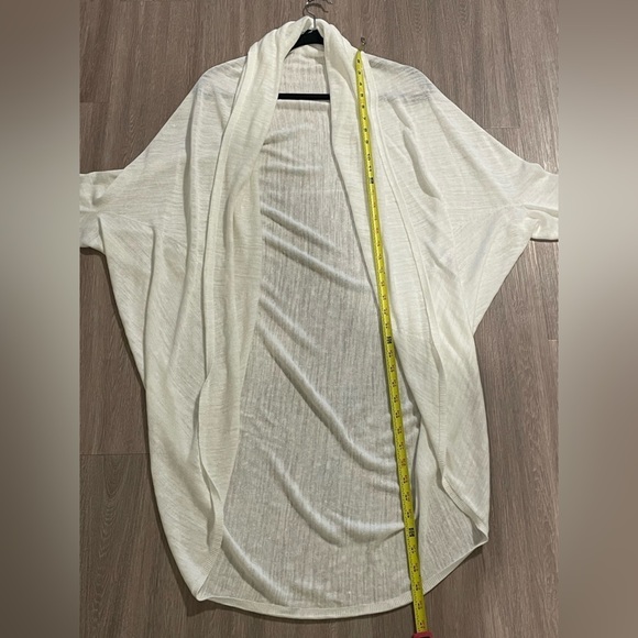 Theory Women's Knit Cardigan Sweater Small White Cocoon Longline Lagenlook - Picture 13 of 14